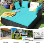 HAPPYGRILL Outdoor Rattan Daybed Patio Loveseat Sofa Set - Image 5