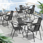 VINGLI PE Rattan Outdoor Dining Chairs Set of 2, Plastic Stackable Patio Chairs - Image 8