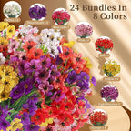24 Bundles Artificial Flowers for Outdoors/Indoors, Fake Flowers Plants for - Image 3
