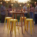 Shahoo 24 Inches Metal Bar Stools Counter Height Stackable Backless Stools - Image 9