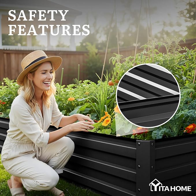 YITAHOME 8x4x1ft 2pcs Large Raised Garden Bed Kit, Galvanized Metal Planter Box - Image 6