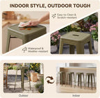 Shahoo 30 Inches Metal Bar Stools Counter Height Stackable Backless Stools - Image 5
