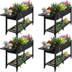 YEFU Raised Garden Bed with Legs: 57x18x30in Elevated Poly Planter with Wheels by YEFU
