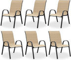 Patio Dining Chair Set of 6, Outdoor Stackable Dining Chairs High Back by VonzoyHome