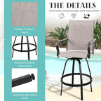 Vongrasig 6 Piece Patio Swivel Bar Chairs, All Weather Metal Textile High - Image 6