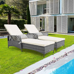 Tangkula Wicker Chaise Lounge Outdoor Set of 2, Patio Rattan Reclining Chaise - Image 2