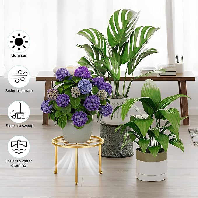 5 Pack Metal Plant Stands 5-Pack Round Supports Display Rack Tiered Plant Stand - Image 4