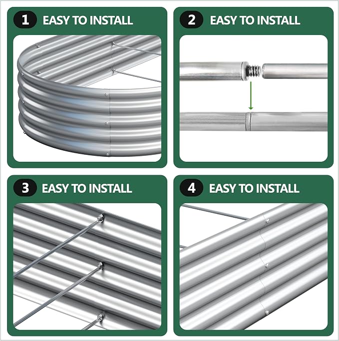 2PCS 8x4x1FT Galvanized Raised Garden Bed Kit, Vegetable Boxes-Oval Metal - Image 6