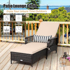 Tangkula Wicker Chaise Lounge Outdoor Set of 2, Patio Rattan Reclining Chaise - Image 5