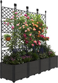 4 PCS Raised Garden Bed with Trellis, Outdoor Vertical Garden with Privacy by GarveeHome