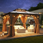 Aoxun 12'x12' Hardtop Gazebo, Aluminum Frame Permanent Pavilion - Image 2