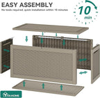 YITAHOME XXL 260 Gal Large Deck Box, Outdoor Resin Storage Box, Rattan Storage - Image 5