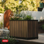 Keter Signature 21.7 Inch Tall Rectangular Large Wood Look Planter - Image 12