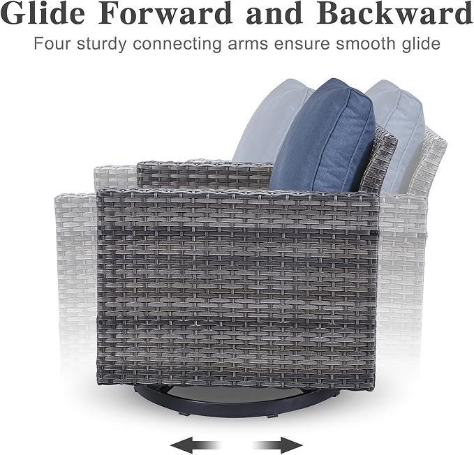 Belord Outdoor Bistro Set 3 Piece Wicker Swivel Rocker Patio Chairs, Oversize - Image 6