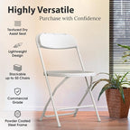 4 PACK White Foldable Plastic Chair | Folding & Stackable | 350 lbs Capacity - Image 3