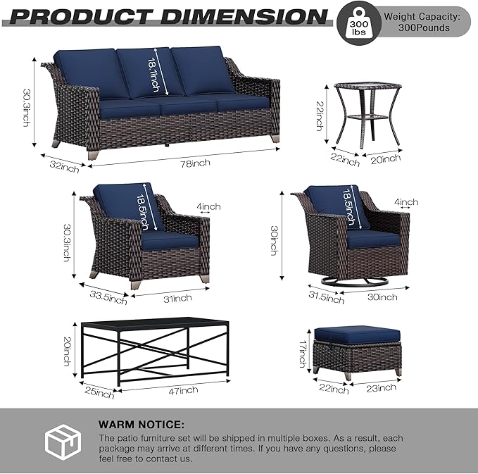Joyside Wicker Patio Furniture Sets, 4 Pieces Upgraded Large Size Outdoor - Image 2