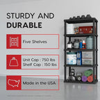 IRIS USA 5-Shelf Heavy Duty Plastic Storage Shelves, 750lb Capacity, Large - Image 4