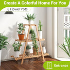 BMOSU Plant Stand Bamboo for Indoor Outdoor Tiered Plant Shelf 8 Potted Flower - Image 2