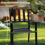 PHI VILLA 5 Piece Outdoor Dining Table Set - Image 4