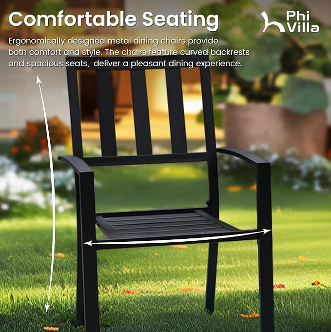 PHI VILLA 5 Pieces Outdoor Metal Dining Set - Image 2