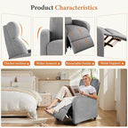 Sweetcrispy Recliner Chair Fabric Recliner Sofa No Massage, Home Theater Seating - Image 5