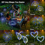 Solar Garden Lights Outdoor, 2 Pack 120 LED Twinkling Firework Lights Decorative - Image 4