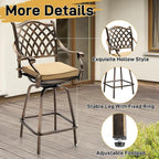VINGLI Outdoor Swivel Bar Stools Set of 2, Cast Aluminum All-Weather Patio Bar - Image 5