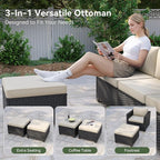 Aoxun Patio Furniture Set, 5 Piece Outdoor Sectional Sofa - Image 5