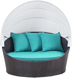 Modway Convene Wicker Rattan Outdoor Patio Retractable Canopy Round Poolside - Image 6