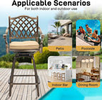 VINGLI Outdoor Swivel Bar Stools Set of 2, Cast Aluminum Patio Bar Height Chair - Image 8