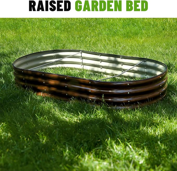 SnugNiture 6x3x1ft Raised Garden Bed Kit, Outdoor Oval Metal Garden Planter - Image 6