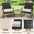 3 Piece Wicker Patio Bistro Set, Rattan Conversation Set - Image 4