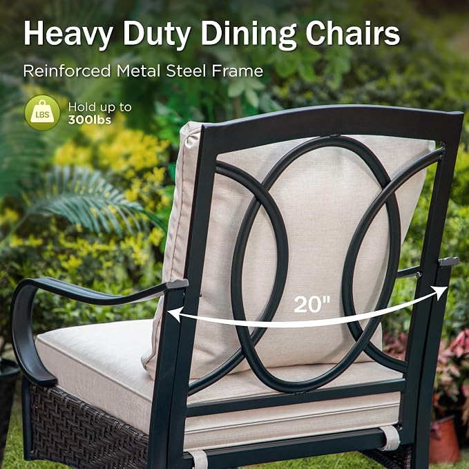 PHI VILLA Outdoor Dining Set for 6, All-Weather Patio Table and Chairs Set - Image 5