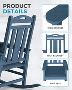 Ciokea Oversized Outdoor Rocking Chairs Set of 3, 380lbs Heavy-Duty Large Patio - Image 4