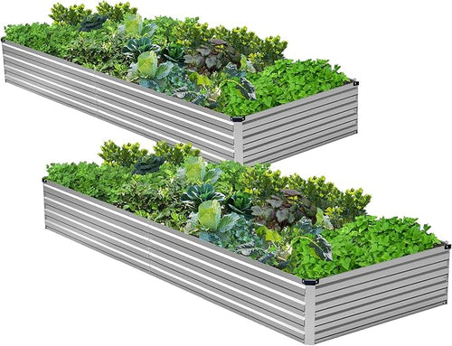2PCS 6x3x1ft Galvanized Raised Garden Bed Kit, Metal Planter Box by Henshwon