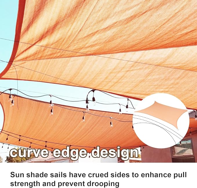 SUNLAX Sun Shade Sail 6' x 8' Peach Fuzz Rectangle Canopy Sail Shade Cover UV - Image 2