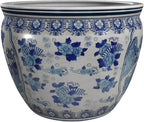 Red Lantern Oriental Furniture 16" Ladies Blue & White Porcelain Fishbowl - Image 6