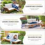 Devoko Outdoor Couch Acacia Wood Patio Couch - Image 4