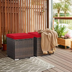 RELAX4LIFE Wicker Outdoor Storage Ottoman, 2-Piece Rattan Footstool w/Removable - Image 2