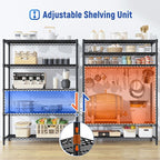 5 Tier Storage Shelves 71"H Wire Shelving Adjustable Metal Shelving, 1000LBS - Image 7