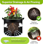 6-Pack 5 Gallon Grow Bags - 300G Heavy Duty Aeration Fabric Pots - Image 3