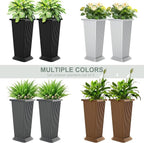 Set of 2 Tall Planters with Drainage Tray, 24 Inch Large Flower Pots - Image 7