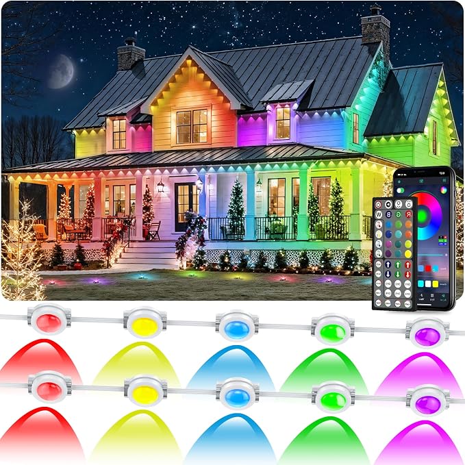 200FT Permanent Outdoor RGB Lights, IP67 Waterproof Smart Eave Lighting by Unknown