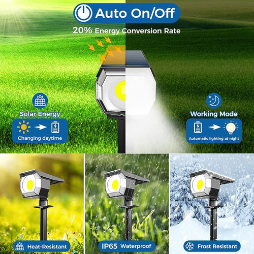 2 Pack Solar Spot Lights Outdoor, Solar Spotlights Outdoor Waterproof 2-in-1 - Image 2
