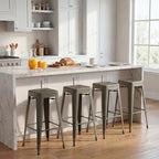 Shahoo 30 Inches Metal Bar Stools Counter Height Stackable Backless Stools - Image 2