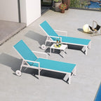 PURPLE LEAF Lounge Chair Outdoor Set 2 Pieces White Aluminum Chaise Lounge by PURPLELEAF