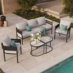 Grand patio 5-Piece Outdoor Furniture Set, 5 Seats Wicker Sofa Conversation Set by GrandPatio