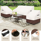 Patio Furniture Covers, 3 Piece Heavy Duty Waterproof Outdoor Furniture Cover - Image 4