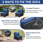 Jing's Villa 9-Piece Patio Furniture Set, All-Weather Outdoor Wicker Sectional - Image 6
