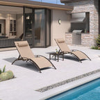 PURPLE LEAF Outdoor Oversized Chaise Lounge Chair Set of 3 Patio Pool Lounger - Image 2